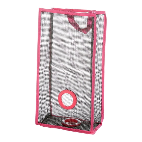 Hanging Mesh Plastic Bag Holder Dispenser with Easy-Extract Opening, Reusable Grocery Bag & Trash Bag Storage Organizer for Kitchen Pantry or Laundry Room