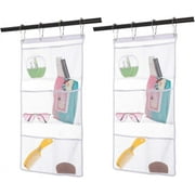 2pcs Hanging Mesh Pockets Shower Organizer, Shower Hanging Mesh Organizer, Quick Dry Storage Bathroom Accessories with 6-Pocket, 8 Hooks