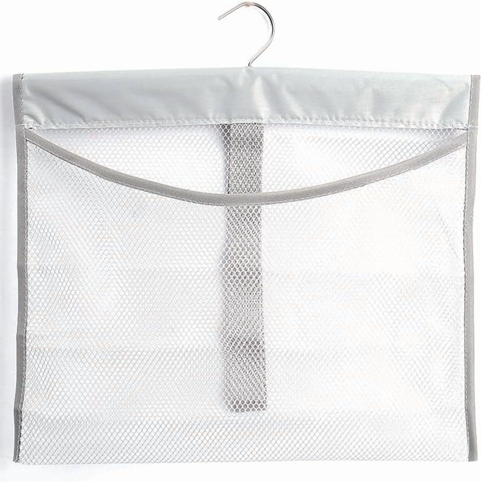 Hanging Mesh Shower Pockets for 34oz/1000ml Shampoo and Conditioner,Colorful Bath Toy organizer,Hanging Tandem Type Closet Accessories Storage Bag,Gray