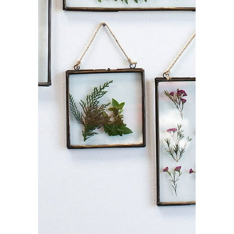 Bowenturbo Handing Metal Picture Frame Double Glass Frame for Pressed Flowers, Leaf ,artwork and Photos - 6x8 Hanging Picture Frames , Flo