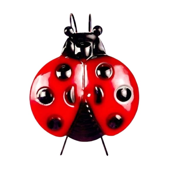Hanging Metal Ladybug Wall Decor, Simulation Insect Sculpture for Living Room, Garden Series Outdoor Fence Ornament,1Pcs, Red