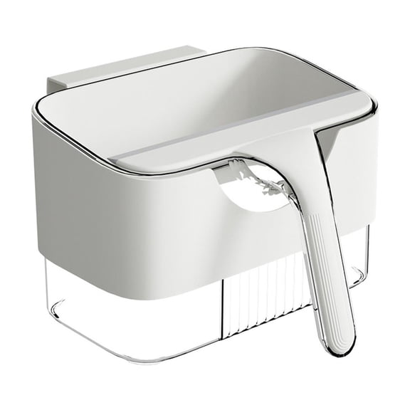 Hanging Mini Trash Can for Kitchen Cabinet Door, Food Waste Bin with Bench Scraper, Plastic Wall-Mounted Garbage Can for Countertop or Under Sink