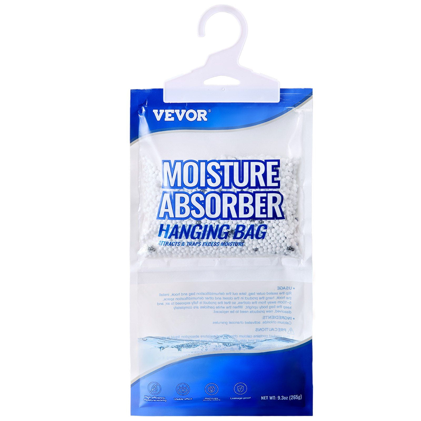 Hanging Moisture Absorber 10 Packs, 9.3 oz Closet Dehumidifier Bags with 500ml Capacity, Fragrance-Free Moisture Bags for Wardrobes, Bedrooms, Bathrooms, Kitchens, Damp Spaces, for Odor Control