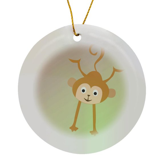 3drose, Hanging Monkey- Animal Art, Circle Porcelain Ornament