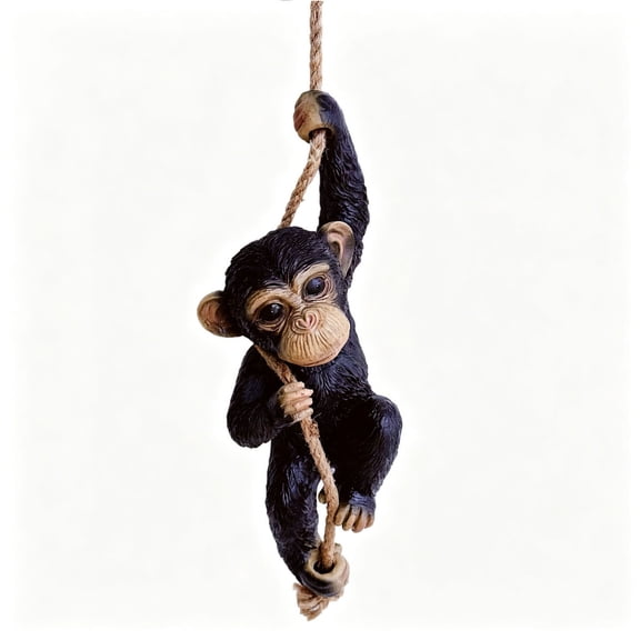 Hanging Monkey,Monkey Figurines,Monkey Decor,17×6 Inch Resin Hanging Chimpanzee Figurine Ornament Climbing Monkey Statue With Rope,Weather-Resistant Animal Ornament.(A)