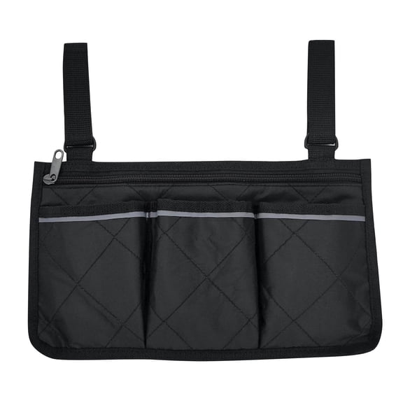 Hanging Multi Pocket Storage Pouch Adjustable Strap Side Organizer Zippered Compartment Sofa Side Holder Bedroom Accessory Dormitory Space Saving Bed Storage,Black