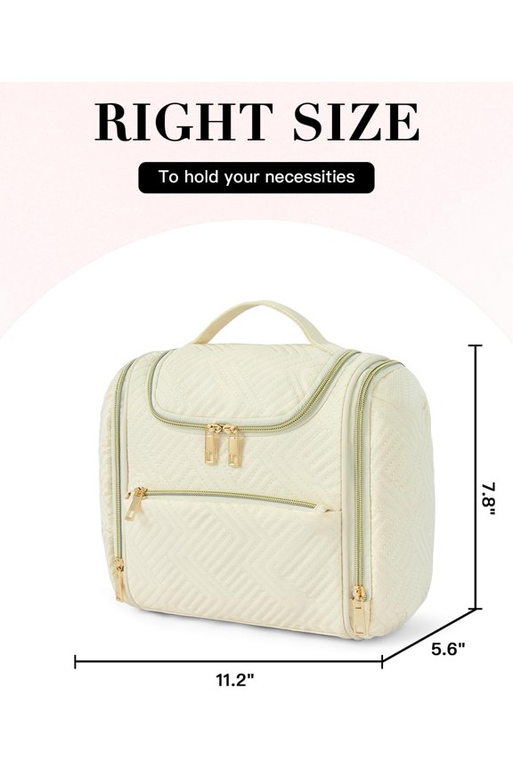 Hanging Multifunctional Toiletry Bag - Water Resistant Travel Essentials for Women, Large Capacity, Beige