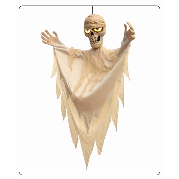 Hanging Mummy Decoration Voice Activated Scary Sounds Glow In The Dark Prop
