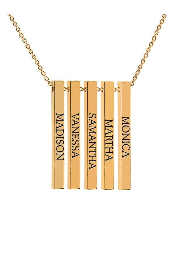 Hanging Name Bar Necklace with Three to Five Names.