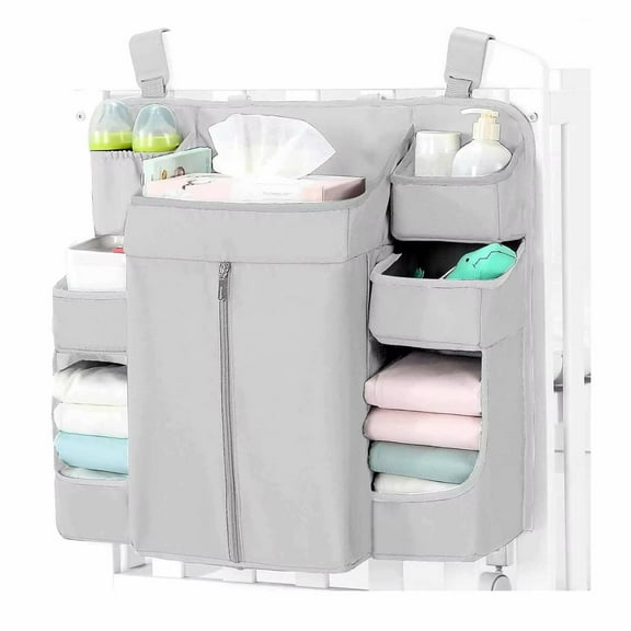 Hanging Nursery Organizer Storage for Crib and Changing Table with Multiple Pockets and Large Capacity for Baby Essentials Diapers Wipes Bottles Towels Clothing Toys