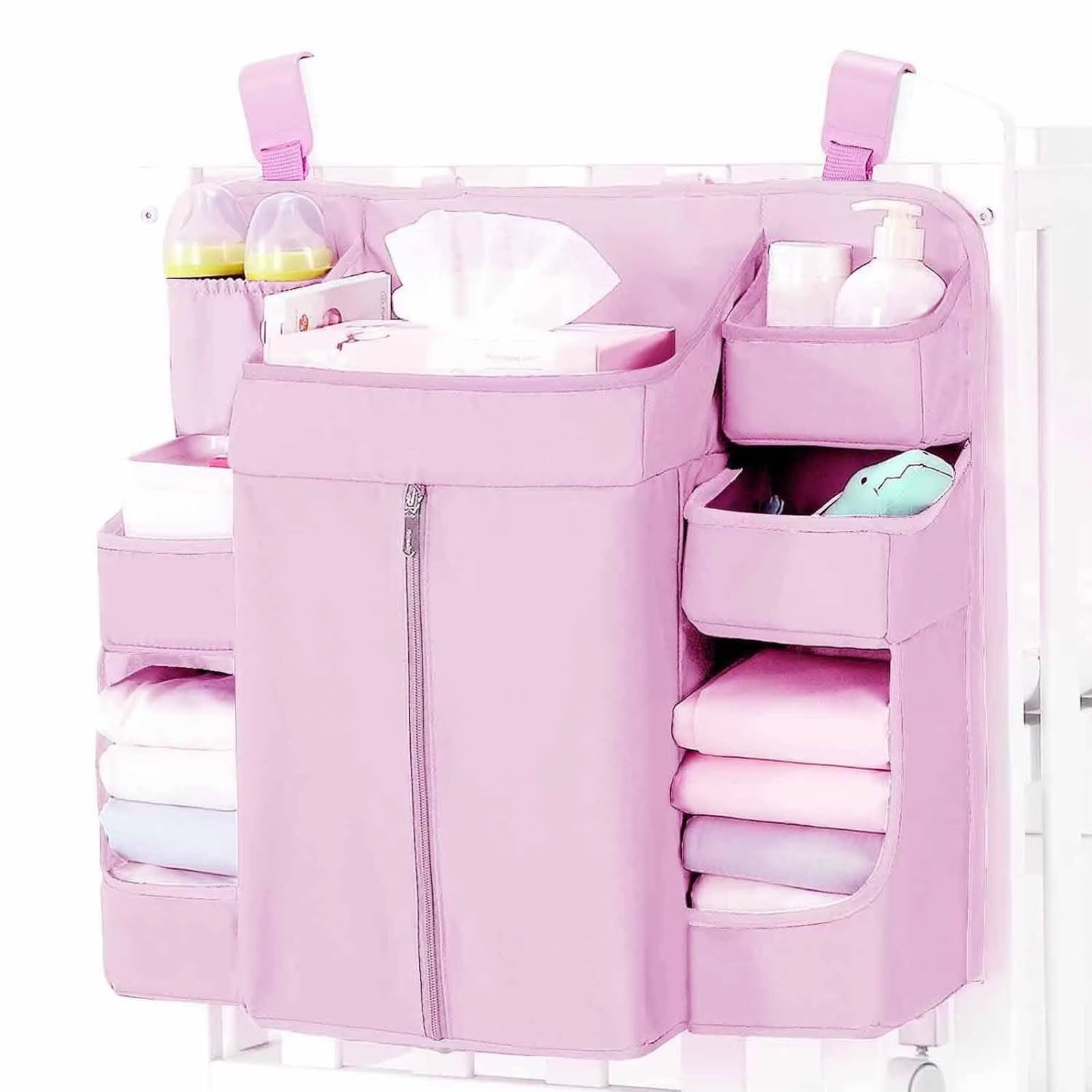 Hanging Nursery Organizer Storage for Crib and Changing Table with Multiple Pockets and Large Capacity for Baby Essentials Diapers Wipes Bottles Towels Clothing Toys
