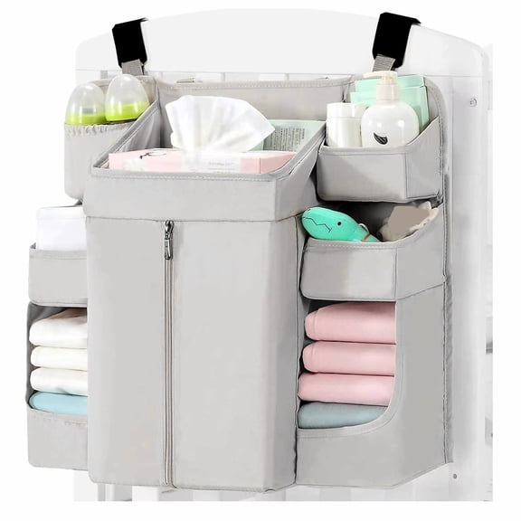 Hanging Nursery Organizer and Diaper Caddy for Changing Table Crib and Wall Mount Storage Solutions