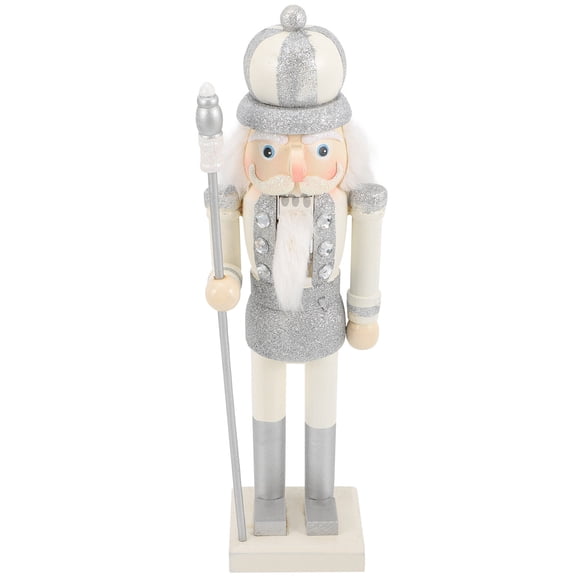 WASHWEPE Nutcracker Figurines Silver Traditional Design Office Decor Colleagues present 1Set 14 Inches