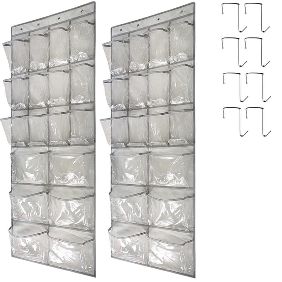 Hanging Organizer A-Grey&Clear 2 Pack Extra Large Over Door Shoe Storage