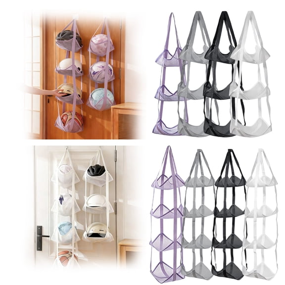 Hanging Organizer, Wall Mounted Ball Storage Holder, 4-Tier Sports Equipment Organizer for Garage, Holds Soccer Basketballs Footballs Toys, Space Saving