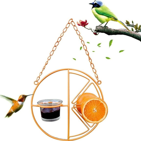 Hanging Oriole Bird Feeder,Bexikou 17 inch Oriole Bird Feeder,Hanging Hummingbird Feeder,Metal Hanging Oriole Bird Feeder with Fruit Holder,Bird Feeder for Outdoor Garden Patio Outside,Orange