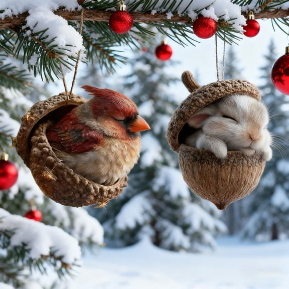 Hanging Ornaments - Resin Forest Hazelnut Cute Animals Ornaments Forest Christmas Ornaments