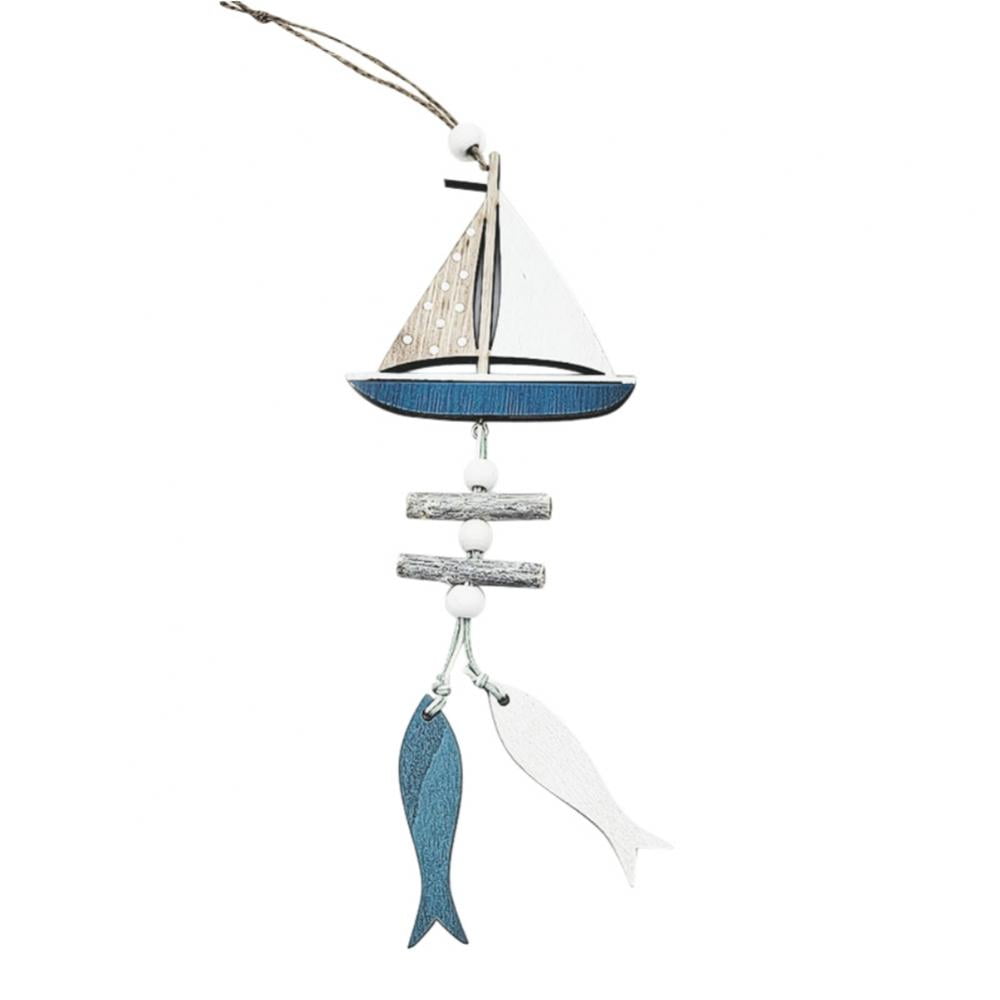 Hanging Ornaments Wooden Boat Wall Hanging Beach Ocean Seaside Theme
