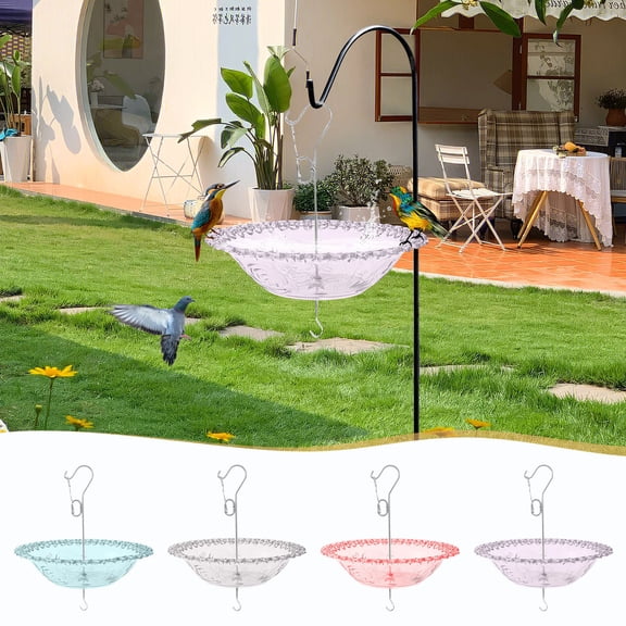 Hanging Outdoor Bird Bath and Feeder | Windproof Rainproof Hood | Weather-Resistant Durable Design | Easy Install | Wildlife Attractor for Garden Patio Courtyard