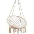 thumbnail image 1 of Hanging Outdoor Swing Chair Macrame Cotton Hammock Chair - Off-White, 1 of 8