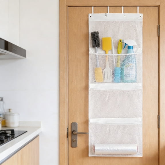 Hanging Over Door Organizer With Four Large Mesh Net Pockets For Bedroom Storage And Stuffies