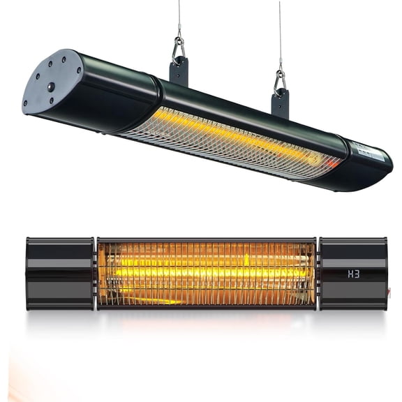 Hanging Patio Heater, Outdoor Electric Heater, Wall Mounted & Ceiling Infrared Garage Heater for Outdoor/Indoor Use, 1500W, Remote Control, Black (Brand Name Removed)