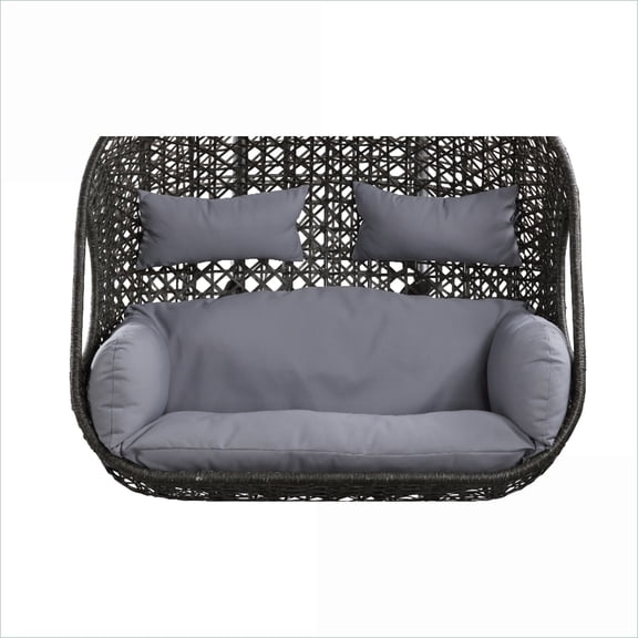 Hanging Patio Swing Chair Replacement Seat & Pole | For Outdoor Porch Backyard Use | Wicker | Solid Back