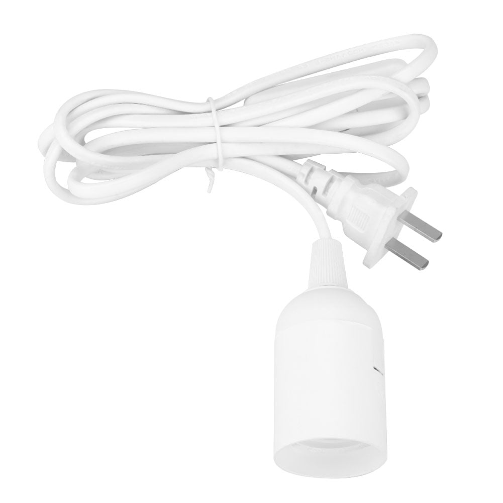 Hanging Pendant LED Light Bulb Base with On/Off Switch E27 Lamp Socket 90~260V (US Plug, White)