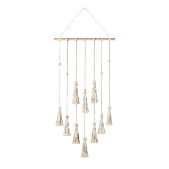 Hanging Photo Display Macrame Made of Cotton and Wood with 25 Wood Clips for Photo Show and Decorative for Multiple Places