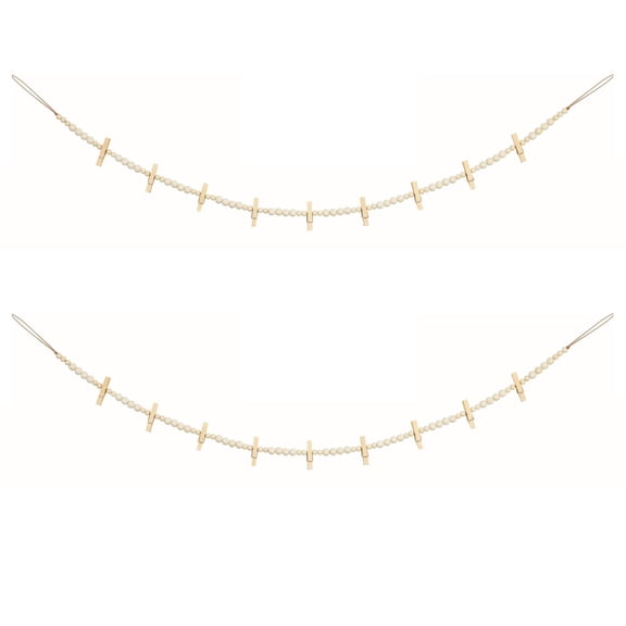 Hanging Photo Display Wall Decor, 2PCS Boho Wooden Bead Garland Collage Frame