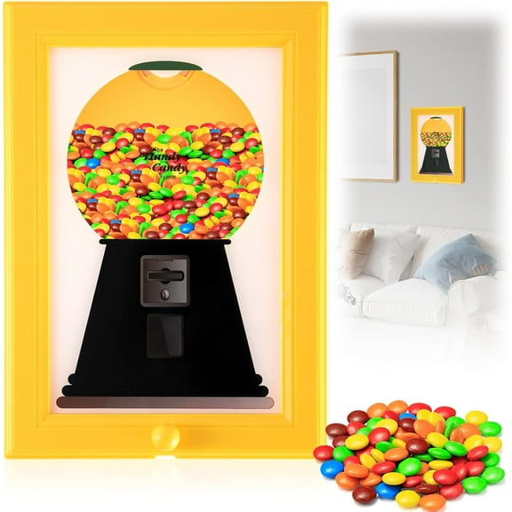 Hanging Photo Frame Candy Machine Dispenser, Candy Dispenser Picture Frame Wall Mount Creative Innovative Gumball Machine, Handy Fast Distribution Candies, Nuts, Dog & Cat Treats