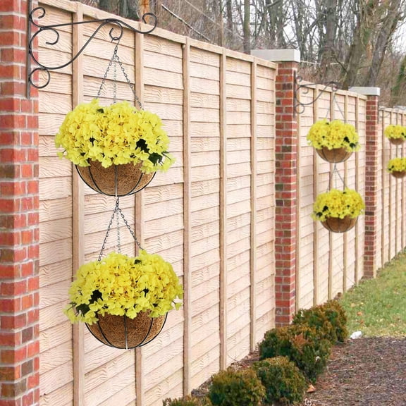 Hanging Plant Basket Flower Holder (2pack, 16 inch)-Metal Wire Round Hanging Basket Planter with Coco Fiber Liners for Plants Flower Pots Outdoor Garden Porch and Balcony Decor