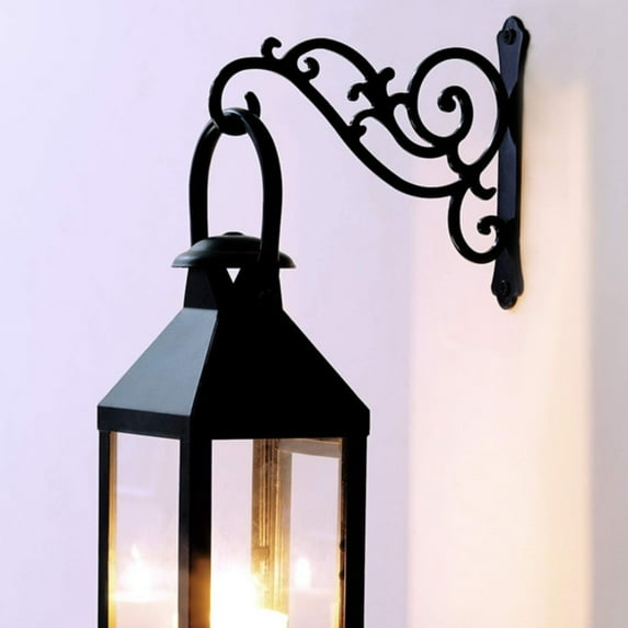 Hanging Plant Bracket 6-Inch,Wall Hook Hanging Plant Brackets,Black Iron Plants Indoor/Outdoor Planter Hangers Hooks,for Hanging Lanterns,Bird Feeders,Wind Chimes,Planters, 6.2x5.5"