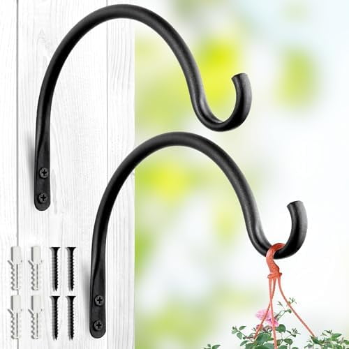 Hanging Plant Bracket Hooks: 5.5 Inch Wall Plant Hook Planters and Decor - 2 Piece Rust-Resistant and Secure Brackets Maximize Your Outdoor Living Space
