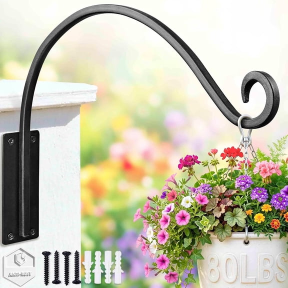 Hanging Plant Bracket Hooks: 8 Inch Wall Plant Hook Planters and Decor - 2 Piece Rust-Resistant and Secure Brackets Maximize Your Outdoor Living Space