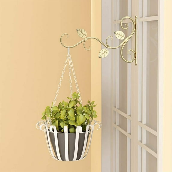 Hanging Plant Bracket for Plant Hangers Outdoor More Stable and Sturdy White Plant Hooks, Indoor and Outdoor Wall Type Plant Pot Hanging Bracket Hanger Metal Hook
