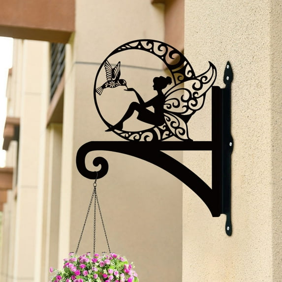 Hanging Plant Hanger Bracket, Heavy Duty Iron Wall Plant Hanger for Bird Feeder, Decorative Baby Elephant Silhouette Plant Hooks Hanging Plant Hangers Outdoor for Wind Chimes Flower Pot Lantern