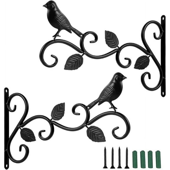 Hanging Plant Holder, 2 11.8" Iron Wall Hooks for Flower Baskets, Bird Feeders, Bird Cages, Street Lights, Hallway Lights, Candle Holders for Indoor & Outdoor Festival Decoration
