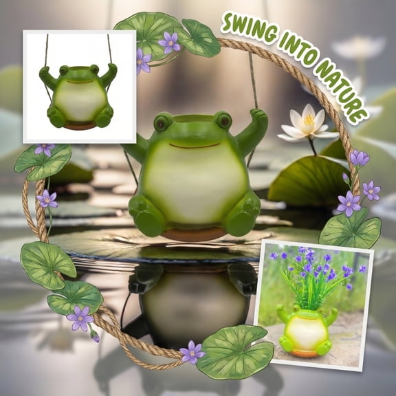 Hanging Plant Indoor, Hangable Planter Pot, Swing Frog Plant Hanger, Ceramic Frog Shaped Planter Multipurpose Pot, Plants Hanging for Window, Ceiling, Garden, Wall