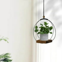 Hanging with Wood Base, Modern Hanging Holders for Indoor Plants, Boho Macrame Hanging Planter Shelf Flower Pot Holder for Wall Ceiling Home Decor
