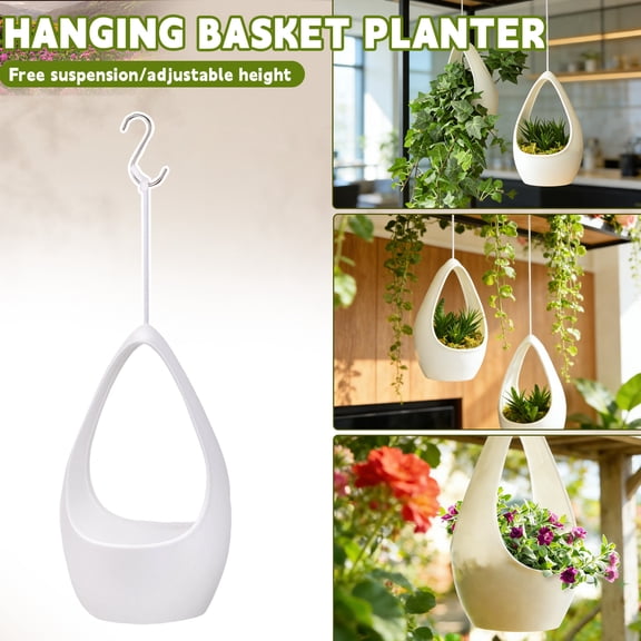 Hanging Planter, 1Pc Droplet Shaped Hanging Basin Creative Gardening Flower Pot For Wall Balcony And Vertical Plant Decor