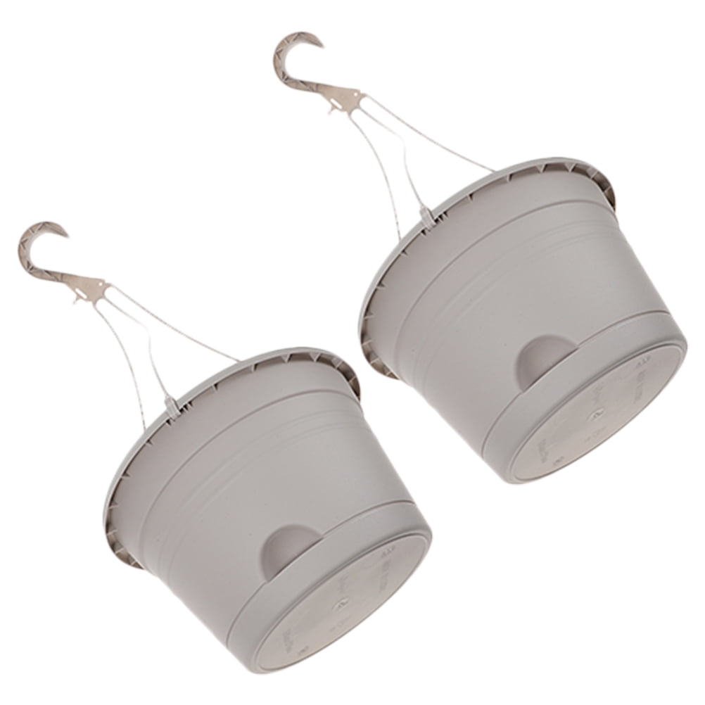 UNOMOR Hanging Planter Plastic 2Pcs Grey Flowerpot Pot Outdoor Plant Restaurant