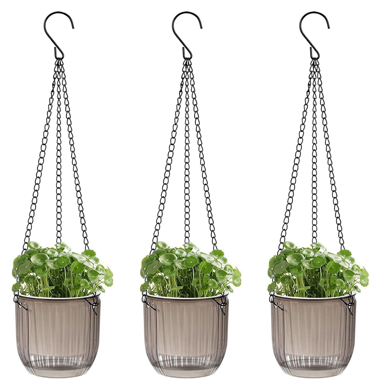 Hanging Planter Basket,Bexikou 3 Pack Self Watering Hanging Planters with Drainage Hole,Hanging Planter Pots with Metal Chain, Indoor Flower Pots Outdoor Hanging Basket Plastic Plant Pot
