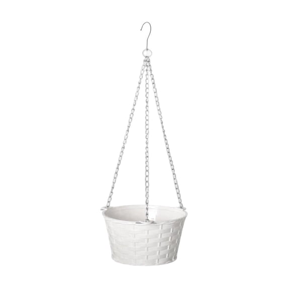 Hanging Planter Basket, White Plastic Suspended Pot 4x7cm with Chain - Ideal for Flowers & Greenery, Indoor Outdoor Aerial Cultivation Home Decor