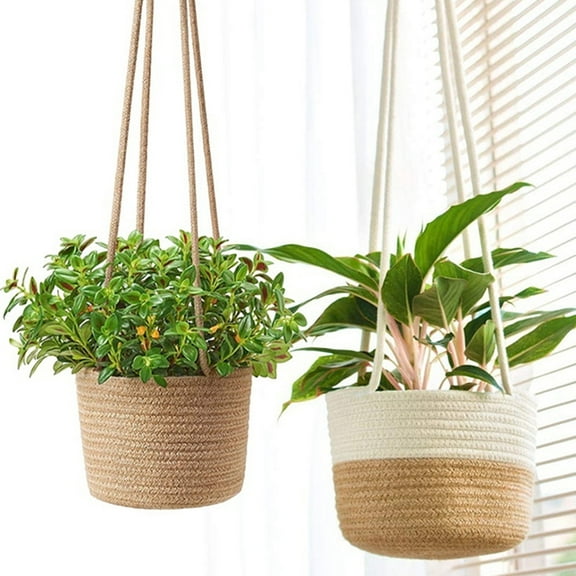 Hanging Planter Baskets Cotton Rope Woven Macrame Plant Hangers Natural Flower Plant Pots