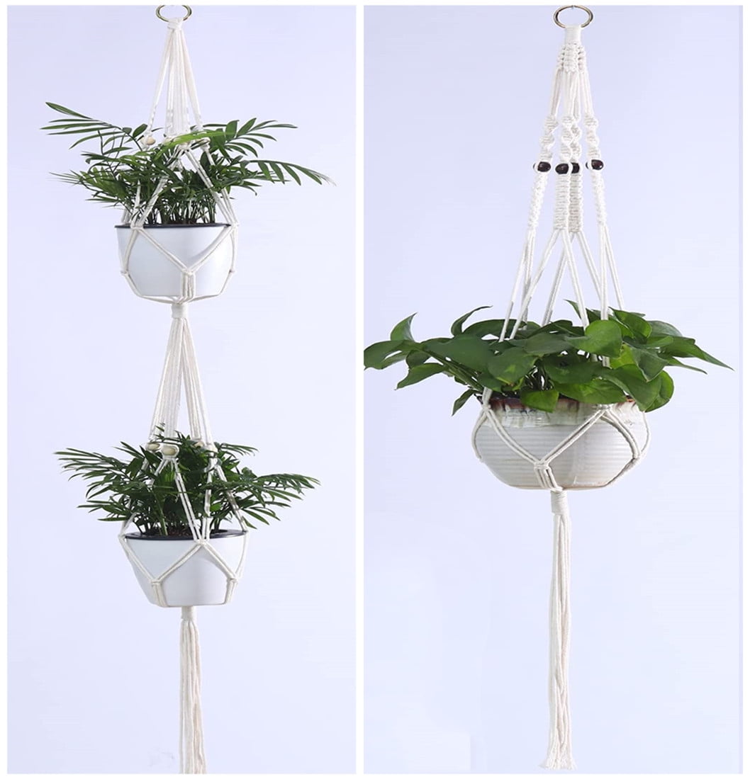 Hanging Planter, Casewin 2 Pack Macrame Plant Hangers, Rope Flower Pot  Hanger for Indoor and Outdoor Patio Deck Ceiling Plant Holder 