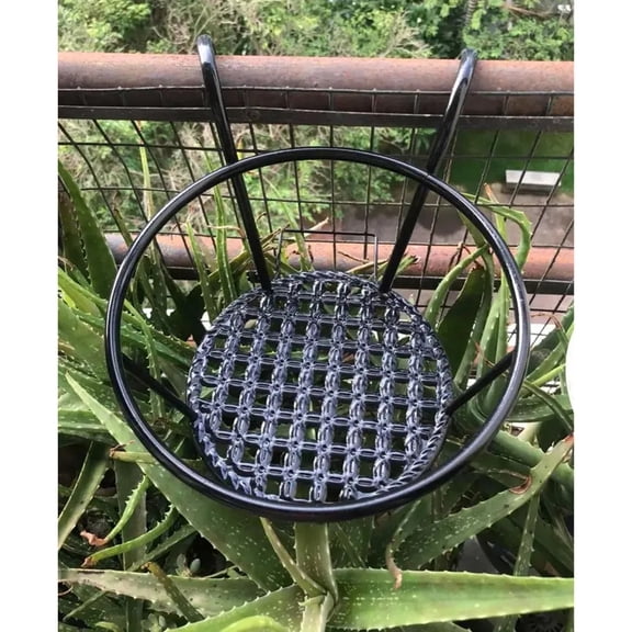 Hanging Planter Outdoor, Metal Hanging Planter, 10inDiameter, Black Mesh Basket, Balcony Railing Planter, Garden Mounting, 1 Pc
