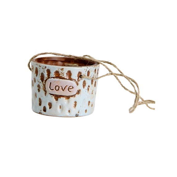 Hanging Planter Plant Pot Home Yard Decors Flower Pots Ceramic Planter for Railing, Indoor Plants,Fence,Garden,Outdoor Plants LOVE Dia 9.5cm H7cm