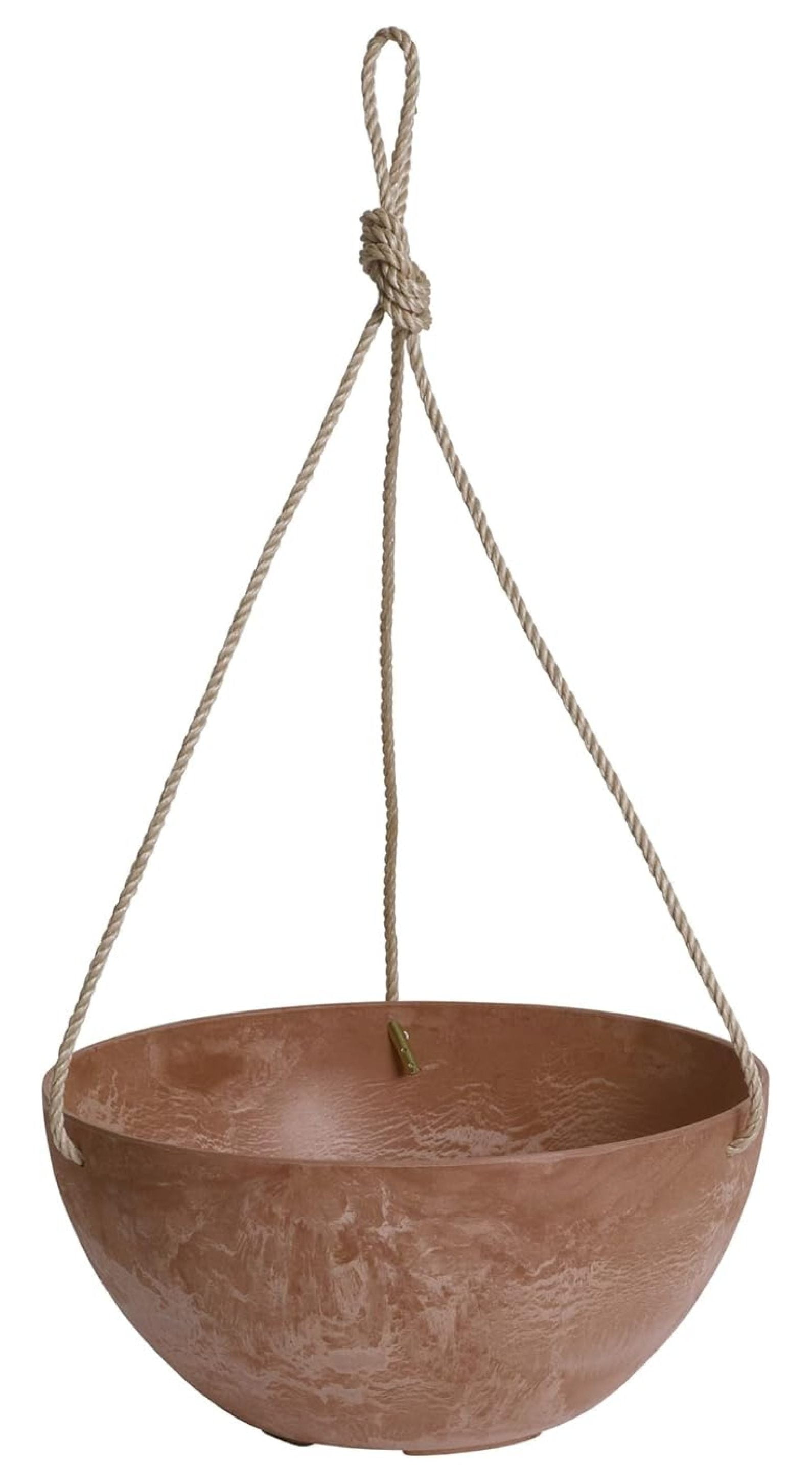 Hanging Planter Self Watering, 12" Marbled Hanging Basket Indoor Outdoor, Rust Color, Eco-Friendly Stone & Plastic, Modern Decorative Plant Holder