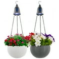thumbnail image 1 of Hanging Planter with Solar LED Light - Hanging Flower Basket With Self Watering, Anti Rot, Wickered Design & Weatherproof - For Flowers & Plants Indoor & Outdoor - White, 1 of 9